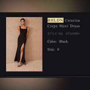 BHLDN Black Crepe Maxi Dress with Slit